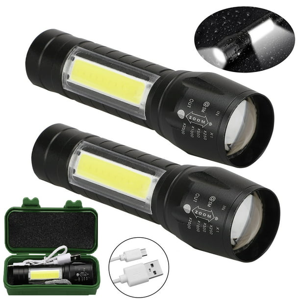 Portable T6 COB LED Tactical USB Rechargeable Zoomable Flashlight Torch Lamp JT 